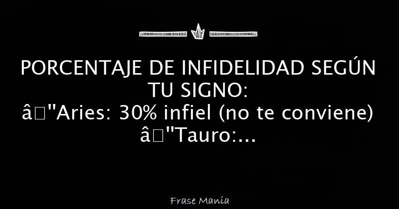 PORCENTAJE DE INFIDELIDAD SEGÚN TU SIGNO: –Aries: 30% Infiel (no Te ...