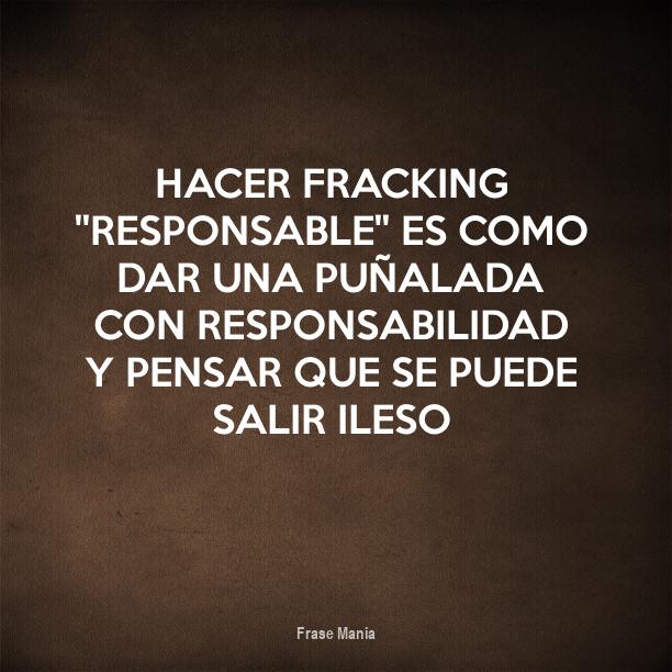 Cartel para: Hacer fracking ''responsable'' es como dar una puñalada con  responsabilidad y pensar que se puede salir ileso